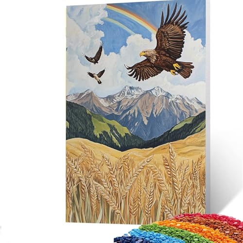 Adler Diamond Painting Erwachsene, 5D Weizenfeld Diamant Painting Bilder Kinder, DIY Vollbohrer Diamanten Malerei Stickerei Set Kreuzstich Basteln Erwachsene, Geschenke Home Wand Dekor 100x135cm 9/208 von GUUOYUAL