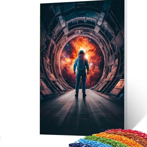 Astronaut Diamond Painting Erwachsene, 5D Universum Diamant Painting Bilder Kinder, DIY Vollbohrer Diamanten Malerei Stickerei Set Kreuzstich Basteln Erwachsene,, Geschenke Wand Dekor 70x95CM R/4275 von GUUOYUAL