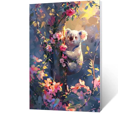 Baum Malen Nach Zahlen Erwachsene-Malen Nach Zahlen Koala, Diy mit Leinwand und Pinsel und Acrylfarben Set, Malen Nach Zahlen Erwachsene Bastelset Als Zimmer Deko, Geschenke für Frauen 70x95cm 4-0- J von GUUOYUAL