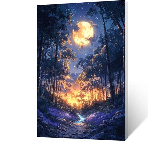 Baum Malen Nach Zahlen Erwachsene-Malen Nach Zahlen Mond, Diy mit Leinwand und Pinsel und Acrylfarben Set, Malen Nach Zahlen Erwachsene Bastelset Als Zimmer Deko, Geschenke für Frauen 35x50cm K-8- D von GUUOYUAL