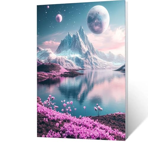 Berg Malen Nach Zahlen Erwachsene-Malen Nach Zahlen Landschaft, Diy mit Leinwand und Pinsel und Acrylfarben Set, Malen Nach Zahlen Erwachsene Bastelset, Zimmer Deko, Geschenke für Frauen 35x50cm Q-Y-6 von GUUOYUAL