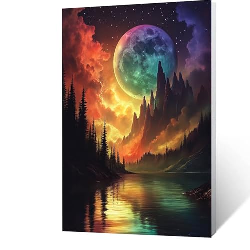 Berg Malen Nach Zahlen Erwachsene-Malen Nach Zahlen Sternenhimmel, Diy mit Leinwand und Pinsel und Acrylfarben Set, Malen Nach Zahlen Erwachsene Bastelset Als Geschenke für Frauen 70x95cm 6-0- 9 von GUUOYUAL