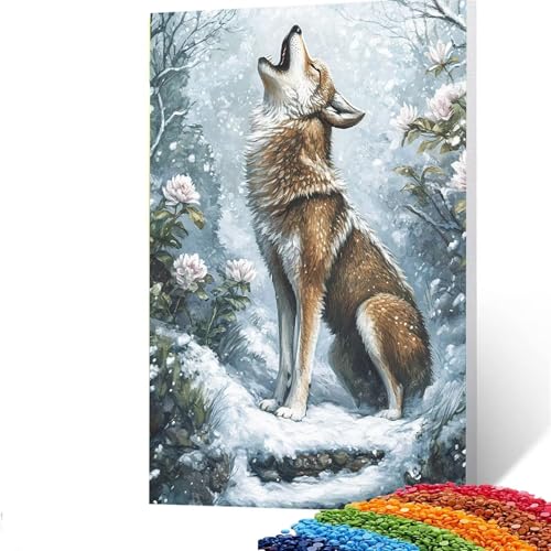 Blume Diamond Painting Erwachsene, 5D Wolf Diamant Painting Bilder Kinder, DIY Vollbohrer Diamanten Malerei Stickerei Set Kreuzstich Basteln Erwachsene, für Geschenke Home Wand Dekor 60x80 cm O/401-4 von GUUOYUAL