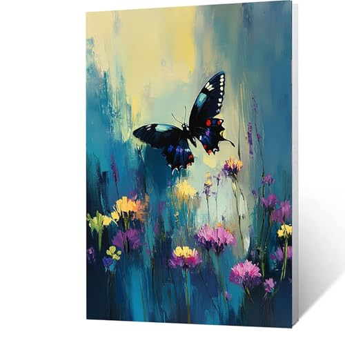 Blume Malen Nach Zahlen Erwachsene-Malen Nach Zahlen Schmetterling, Diy mit Leinwand und Pinsel und Acrylfarben Set, Malen Nach Zahlen Erwachsene Bastelset Als Geschenke für Frauen 35x50cm X-1- O von GUUOYUAL