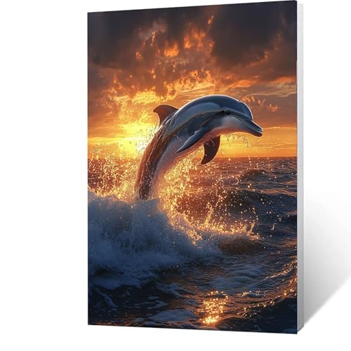 Delphin Malen Nach Zahlen Erwachsene-Malen Nach Zahlen Meer, Diy mit Leinwand und Pinsel und Acrylfarben Set, Malen Nach Zahlen Erwachsene Bastelset Als Zimmer Deko, Geschenke für Frauen 70x95cm D-C-9 von GUUOYUAL