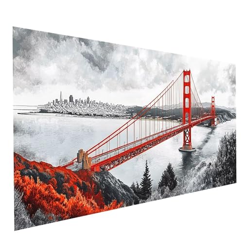 Diamond Painting Erwachsene Golden Gate Bridge 5D DIY Set Malen Nach Zahlen Erwachsene mit Strasssteine 100x50cm Diamant Painting Bilder Stadt, Diamond Leinwand Bilder Stickerei Embroidery Kit GYL5296 Diamond Painting Erwachsene Golden Gate Bridge 5D DIY Set Malen Nach Zahlen Erwachsene mit Strasssteine 100x50cm Diamant Painting Bilder Stadt, Diamond Leinwand Bilder Stickerei Embroidery Kit GYL5296 von GUUOYUAL