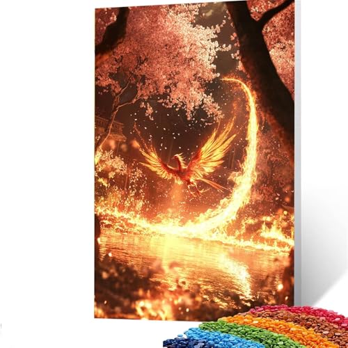 Diamond Painting Erwachsene Phönix, Vollbohrer Diamant Malerei Landschaft, DIY Bastelset Erwachsene Diamant Painting Bilder Kinder 30x40cm für Wohnzimmer Schlafzimmer Wanddeko,Geschenke für Frauen G/6 von GUUOYUAL