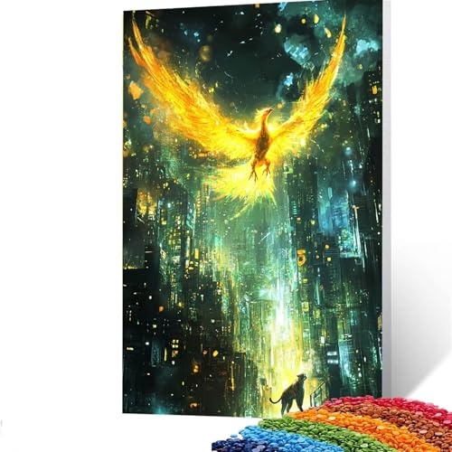 Diamond Painting Erwachsene Phönix, Vollbohrer Diamant Malerei Tiger, DIY Bastelset Erwachsene Diamant Painting Bilder Kinder 40x55 cm für Wohnzimmer Schlafzimmer Wanddeko, Geschenke für Frauen H/6012 von GUUOYUAL