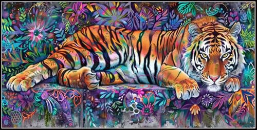 GUUOYUAL Malen Nach Zahlen Erwachsene Tiger, Blume Malen Nach Zahlen Mit Pinseln und Acrylfarbe, Diy Paint by Numbers, Handgemalt öLgemäLde Kit, Malen Nach Zahlen Kinder für Home Decor 30x60cm D -w9 von GUUOYUAL