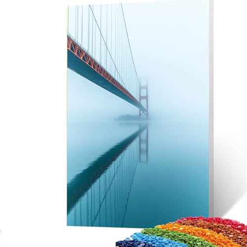 Golden Gate Bridge Diamond Painting Erwachsene, 5D Landschaft Diamant Painting Bilder Kinder, DIY Vollbohrer Diamanten Malerei Stickerei Set Kreuzstich Basteln Erwachsene,Wand Dekor 40x55 CM N/6642 von GUUOYUAL