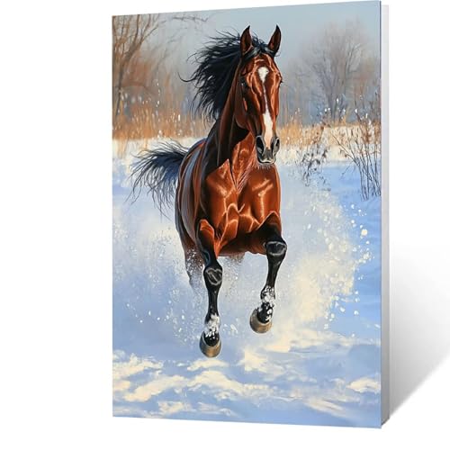 Horse Malen Nach Zahlen Erwachsene-Malen Nach Zahlen Tier, Diy mit Leinwand und Pinsel und Acrylfarben Set, Malen Nach Zahlen Erwachsene Bastelset Als Zimmer Deko, Geschenke für Frauen 70x95cm K-U- 9 von GUUOYUAL