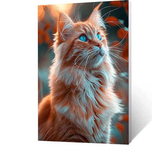 Katze Malen Nach Zahlen Erwachsene-Malen Nach Zahlen Tier, Diy mit Leinwand und Pinsel und Acrylfarben Set, Malen Nach Zahlen Erwachsene Bastelset Als Zimmer Deko, Geschenke für Frauen 35x50cm 2-3- C von GUUOYUAL