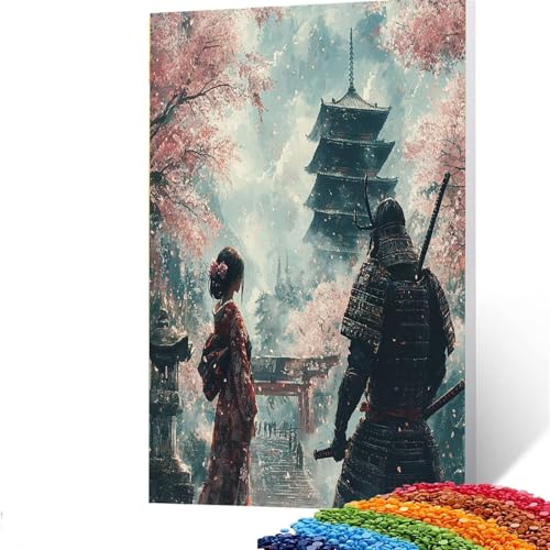 Krieger Diamond Painting Erwachsene, 5D Japan Diamant Painting Bilder Kinder, DIY Vollbohrer Diamanten Malerei Stickerei Set Kreuzstich Basteln Erwachsene, für Geschenke Home Wand Dekor 100x135cm 4/57 von GUUOYUAL