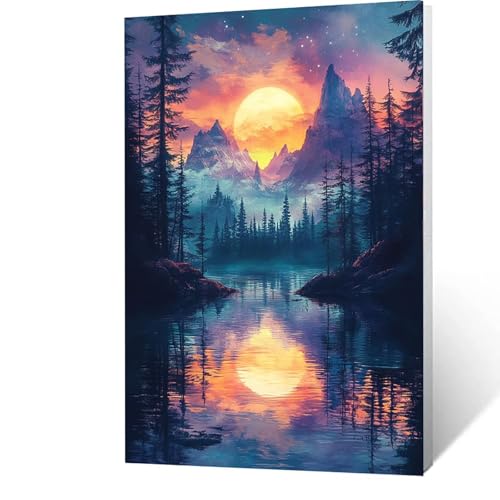 Landschaft Malen Nach Zahlen Erwachsene-Malen Nach Zahlen Baum, Diy mit Leinwand und Pinsel und Acrylfarben Set, Malen Nach Zahlen Erwachsene Bastelset, Zimmer Deko, Geschenke für Frauen 35x50cm K-4-S von GUUOYUAL