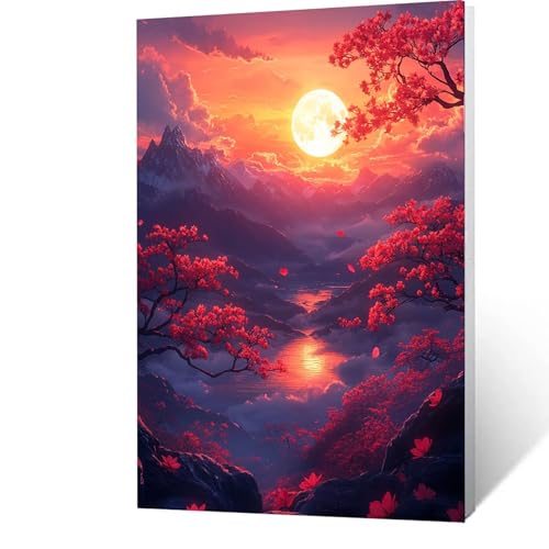 Landschaft Malen Nach Zahlen Erwachsene-Malen Nach Zahlen Berg, Diy mit Leinwand und Pinsel und Acrylfarben Set, Malen Nach Zahlen Erwachsene Bastelset, Zimmer Deko, Geschenke für Frauen 70x95cm 4-5-K von GUUOYUAL