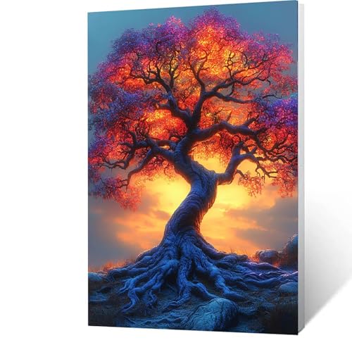 Malen Nach Zahlen Erwachsene Baum - AnfäNger - kinder - Leinwand zum Bemalen Und Pinsel Und Acrylfarben Set, Malen Nach Zahlen Landschaft Diy Handgemalt öLgemäLde Kit Als Geschenke 20x30cm 7-L- 2 von GUUOYUAL