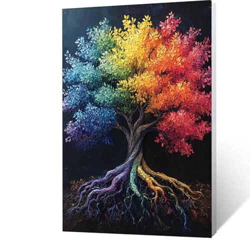 Malen Nach Zahlen Erwachsene Baum des Lebens -AnfäNger -kinder -Leinwand zum Bemalen Und Pinsel Und Acrylfarben Set, Malen Nach Zahlen Baum Diy Handgemalt öLgemäLde Kit Als Geschenke 80x110cm Z-I-4 von GUUOYUAL