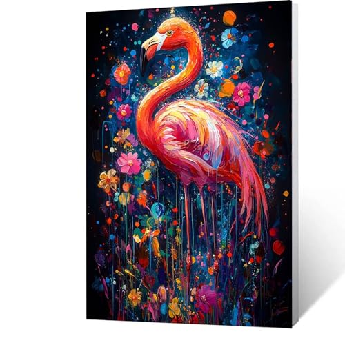 Malen Nach Zahlen Erwachsene Blume -AnfäNger -kinder -Leinwand zum Bemalen Und Pinsel Und Acrylfarben Set, Malen Nach Zahlen Flamingo Diy Handgemalt öLgemäLde Kit , Geschenke für Männer 20x30cm O-4-3 von GUUOYUAL