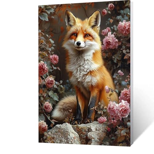 Malen Nach Zahlen Erwachsene Blume -AnfäNger -kinder -Leinwand zum Bemalen Und Pinsel Und Acrylfarben Set, Malen Nach Zahlen Fuchs Diy Handgemalt öLgemäLde Kit Als Geschenke für Männer 40x55cm Y-V-0 von GUUOYUAL