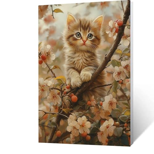 Malen Nach Zahlen Erwachsene Blume -AnfäNger -kinder -Leinwand zum Bemalen Und Pinsel Und Acrylfarben Set, Malen Nach Zahlen Katze Diy Handgemalt öLgemäLde Kit Als Geschenke für Männer 20x30cm 0-8-T von GUUOYUAL