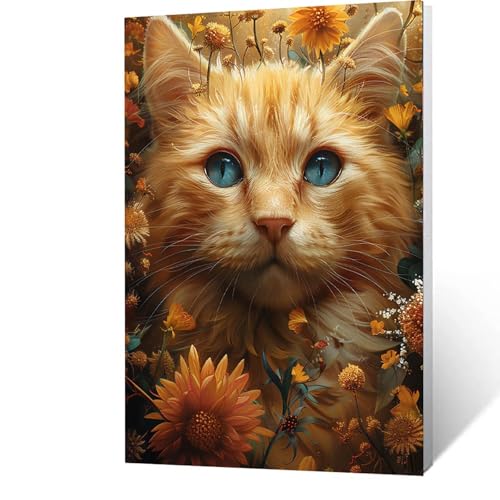 Malen Nach Zahlen Erwachsene Blume -AnfäNger -kinder -Leinwand zum Bemalen Und Pinsel Und Acrylfarben Set, Malen Nach Zahlen Katze Diy Handgemalt öLgemäLde Kit Als Geschenke für Männer 40x55cm 6-S-0 von GUUOYUAL