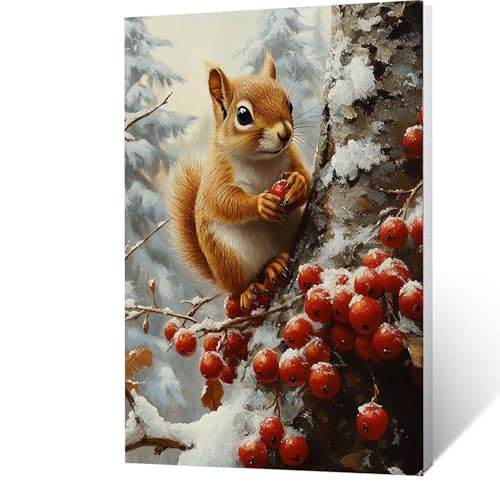 Malen Nach Zahlen Erwachsene Eichhörnchen - AnfäNger - kinder - Leinwand zum Bemalen Und Pinsel Und Acrylfarben Set, Malen Nach Zahlen Baum Diy Handgemalt öLgemäLde Kit Als Geschenke 80x110cm W-Q- 0 von GUUOYUAL