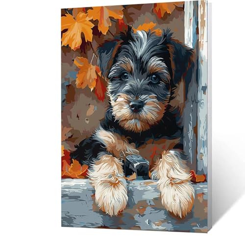 Malen Nach Zahlen Erwachsene Hund, Paint by Numbers Malen Nach Zahlen DIY Tier mit Pinseln und Acrylfarben Handgemalt Ölgemälde Leinwand 60x80cm für Home Decor, Geschenke für frauen Ohne Rahmen K-O- 6 von GUUOYUAL