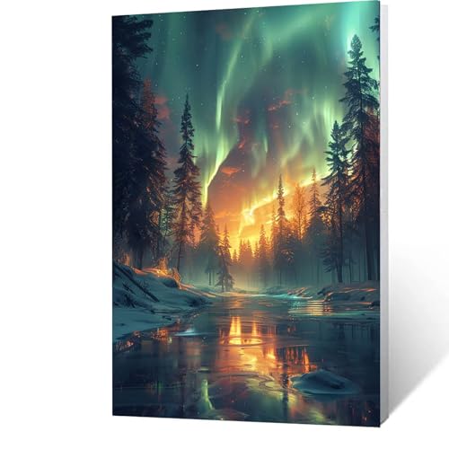 Malen Nach Zahlen Erwachsene Kinder Anfänger Aurora DIY Handgemalt Ölgemälde auf Leinwand Kit für Home Deko oder Geburtstag Weihnachten Geschenk für Männer Mit Acrylfarben Pinsel Baum 90x120cm 6-A-7 von GUUOYUAL