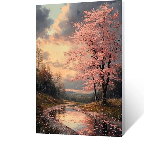 Malen Nach Zahlen Erwachsene Kinder Anfänger Baum DIY Handgemalt Ölgemälde auf Leinwand Kit für Home Deko oder Geburtstag Weihnachten Geschenk Mit Acrylfarben und Pinsel Landschaft 50x70cm T-L- 0 von GUUOYUAL