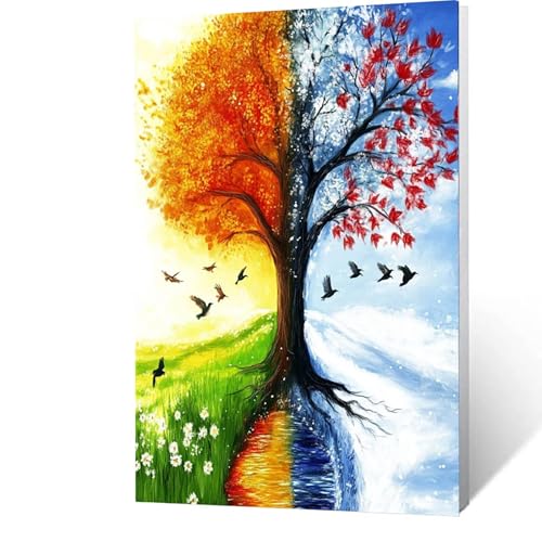 Malen Nach Zahlen Erwachsene Kinder Anfänger Baum DIY Handgemalt Ölgemälde auf Leinwand Kit für Home Deko oder Geburtstag Weihnachten Geschenk Mit Acrylfarben und Pinsel Landschaft 90x120cm 7-V- N von GUUOYUAL