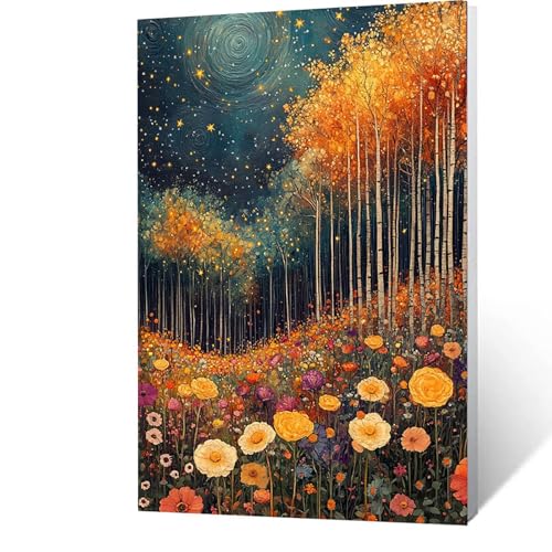 Malen Nach Zahlen Erwachsene Kinder Anfänger Baum DIY Handgemalt Ölgemälde auf Leinwand Kit für Home Deko oder Geburtstag Weihnachten Geschenk für Männer Mit Acrylfarben und Pinsel Blume 50x70cm V-T-5 von GUUOYUAL