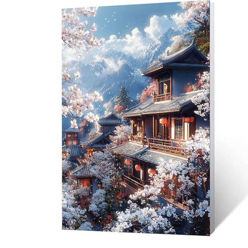 Malen Nach Zahlen Erwachsene Kinder Anfänger Blume DIY Handgemalt Ölgemälde auf Leinwand Kit für Home Deko oder Geburtstag Weihnachten Geschenk Mit Acrylfarben und Pinsel Landschaft 90x120cm K-0- 3 von GUUOYUAL