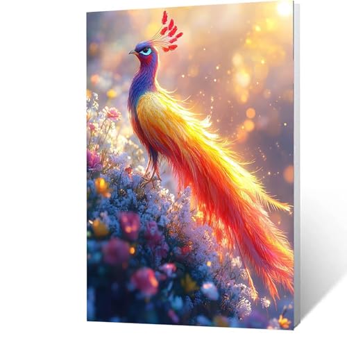 Malen Nach Zahlen Erwachsene Kinder Anfänger Blume DIY Handgemalt Ölgemälde auf Leinwand Kit für Home Deko oder Geburtstag Weihnachten Geschenk für Männer Mit Acrylfarben Pinsel Pfau 90x120cm 5-8-J von GUUOYUAL