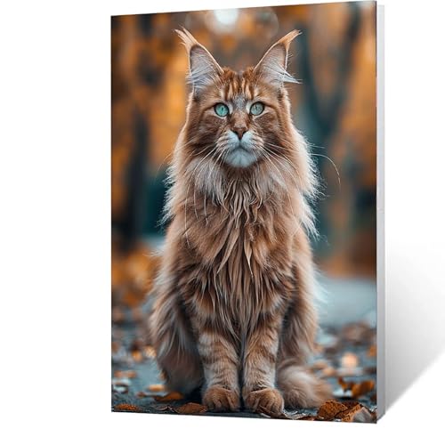 Malen Nach Zahlen Erwachsene Kinder Anfänger Katze DIY Handgemalt Ölgemälde auf Leinwand Kit für Home Deko oder Geburtstag Weihnachten Geschenk für Männer Mit Acrylfarben Pinsel Tier 90x120cm 5-2-X von GUUOYUAL