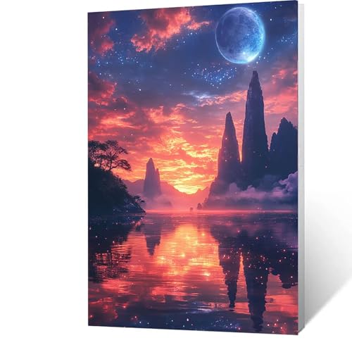 Malen Nach Zahlen Erwachsene Kinder Anfänger Sternenhimmel DIY Handgemalt Ölgemälde auf Leinwand Kit für Home Deko oder Geburtstag Weihnachten Geschenk Mit Acrylfarben und Pinsel Berg 90x120cm Q-9- 3 von GUUOYUAL