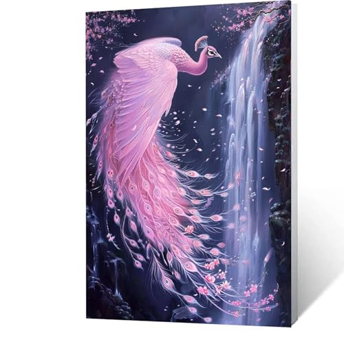 Malen Nach Zahlen Erwachsene Kinder Anfänger Stürze DIY Handgemalt Ölgemälde auf Leinwand Kit für Home Deko oder Geburtstag Weihnachten Geschenk für Männer Mit Acrylfarben Pinsel Pfau 90x120cm 1-K-2 von GUUOYUAL