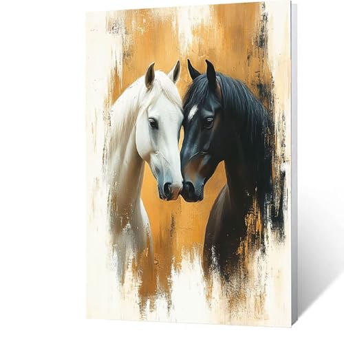 Malen Nach Zahlen Erwachsene Kinder Anfänger Tier DIY Handgemalt Ölgemälde auf Leinwand Kit für Home Deko oder Geburtstag Weihnachten Geschenk für Männer Mit Acrylfarben Pinsel Horse 90x120cm D-5-0 von GUUOYUAL