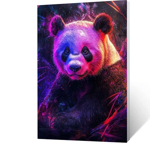 Malen Nach Zahlen Erwachsene Panda, Paint by Numbers Malen Nach Zahlen DIY Tier mit Pinseln und Acrylfarben Handgemalt Ölgemälde Leinwand 60x80cm für Home Decor, Geschenke für frauen Ohne Rahmen 3-6-8 von GUUOYUAL