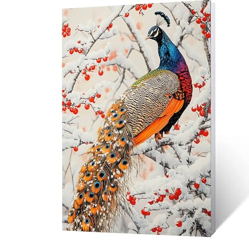 Malen Nach Zahlen Erwachsene Pfau, Paint by Numbers Malen Nach Zahlen DIY Baum mit Pinseln und Acrylfarben Handgemalt Ölgemälde Leinwand 100x135cm für Home Decor,Geschenke für Frauen Ohne Rahmen R-I-8 von GUUOYUAL