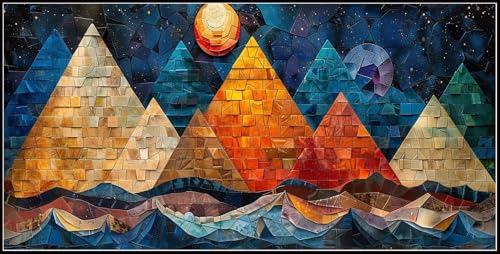 Malen Nach Zahlen Erwachsene Pyramide, Abstrakt Malen Nach Zahlen Mit Pinseln und Acrylfarbe, Diy Paint by Numbers, Handgemalt öLgemäLde Kit, Malen Nach Zahlen Kinder für Home Decor 50x100cm U -f41 von GUUOYUAL