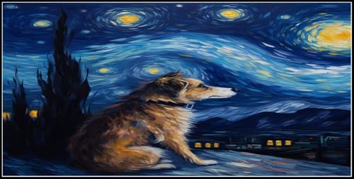 Malen Nach Zahlen Erwachsene Sternenhimmel, Hund Malen Nach Zahlen Mit Pinseln und Acrylfarbe, Diy Paint by Numbers, Handgemalt öLgemäLde Kit, Malen Nach Zahlen Kinder für Home Decor 100x200cm P -k1 von GUUOYUAL