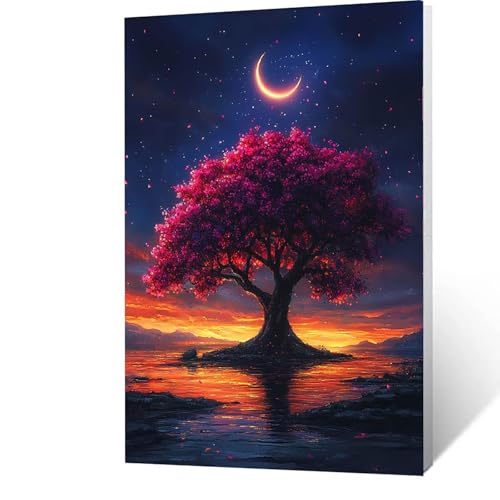 Malen Nach Zahlen Erwachsene Sternenhimmel, Paint by Numbers Malen Nach Zahlen DIY Mond mit Pinseln und Acrylfarben Handgemalt Ölgemälde Leinwand 60x80cm für Home Decor, Geschenke für frauen 0-5- 2 von GUUOYUAL