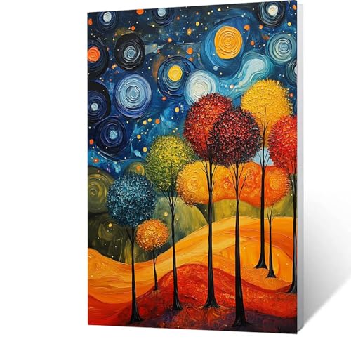 Malen Nach Zahlen Erwachsene Sternenhimmel - AnfäNger - kinder - Leinwand zum Bemalen Und Pinsel Und Acrylfarben Set, Malen Nach Zahlen Baum Diy Handgemalt öLgemäLde Kit Als Geschenke 20x30cm 6-M- D von GUUOYUAL