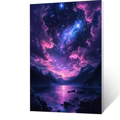 Malen Nach Zahlen Erwachsene Sternenhimmel - AnfäNger - kinder - Leinwand zum Bemalen Und Pinsel Und Acrylfarben Set, Malen Nach Zahlen Berg Diy Handgemalt öLgemäLde Kit Als Geschenke 80x110cm D-7- S von GUUOYUAL