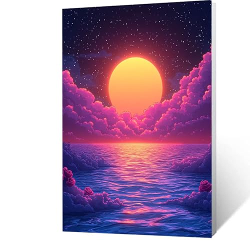 Malen Nach Zahlen Erwachsene Sternenhimmel - AnfäNger - kinder - Leinwand zum Bemalen Und Pinsel Und Acrylfarben Set, Malen Nach Zahlen Mond Diy Handgemalt öLgemäLde Kit Als Geschenke 20x30cm 9-3- 7 von GUUOYUAL