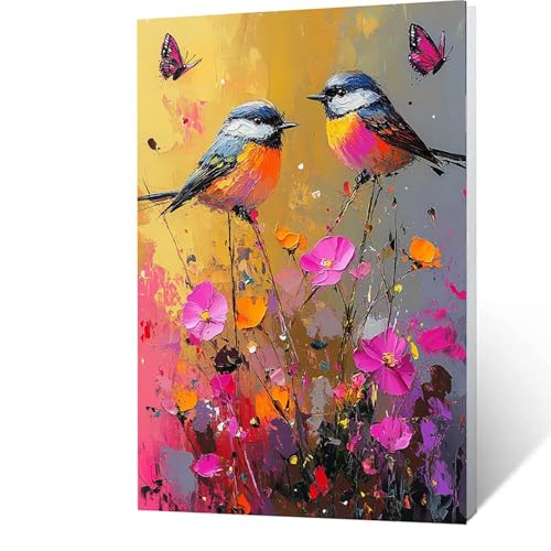 Malen Nach Zahlen Erwachsene Vögel, Paint by Numbers Malen Nach Zahlen DIY Blume mit Pinseln und Acrylfarben Handgemalt Ölgemälde Leinwand 100x135cm, Home Decor, Geschenke für Frauen Ohne Rahmen H-9-6 von GUUOYUAL