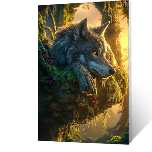 Malen Nach Zahlen Erwachsene Wolf -AnfäNger -kinder -Leinwand zum Bemalen Und Pinsel Und Acrylfarben Set, Malen Nach Zahlen Pflanze Diy Handgemalt öLgemäLde Kit Als Geschenke für Männer 20x30cm 8-3-B von GUUOYUAL