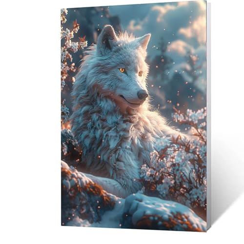 Malen Nach Zahlen Erwachsene Wolf -AnfäNger -kinder -Leinwand zum Bemalen Und Pinsel Und Acrylfarben Set, Malen Nach Zahlen Winter Diy Handgemalt öLgemäLde Kit Als Geschenke für Männer 80x110cm X-Q-J von GUUOYUAL