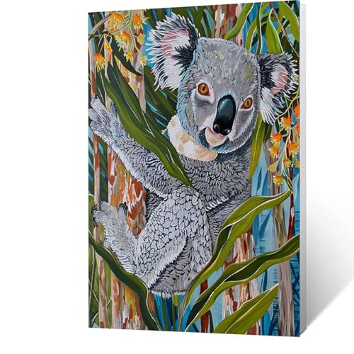 Malen nach Zahlen Erwachsene 25x35cm Bastelset, DIY Baum Malen Nach Zahlen Kinder mit Pinseln und Acrylfarben – Koala Handbemalt leinwand bilder für Zimmer Deko, Geschenk für Männer ohne Rahmen G-2-1 von GUUOYUAL