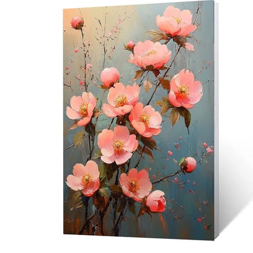 Malen nach Zahlen Erwachsene 25x35cm Bastelset, DIY Pflanze Malen Nach Zahlen Kinder mit Pinseln und Acrylfarben –Blume Handbemalt leinwand bilder für Zimmer Deko,Geschenk für Männer ohne Rahmen 9-7-V von GUUOYUAL